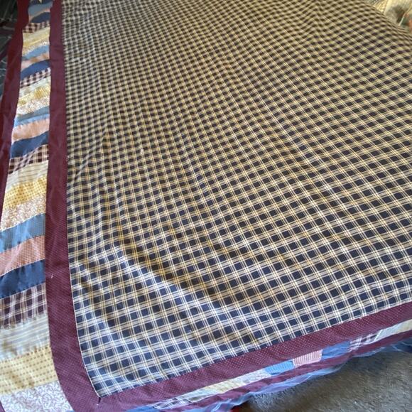 VTG 80s Patchwork Trow Blanket Country FarmHouse Cottage For Sofa Chair 69x51” - Picture 5 of 6